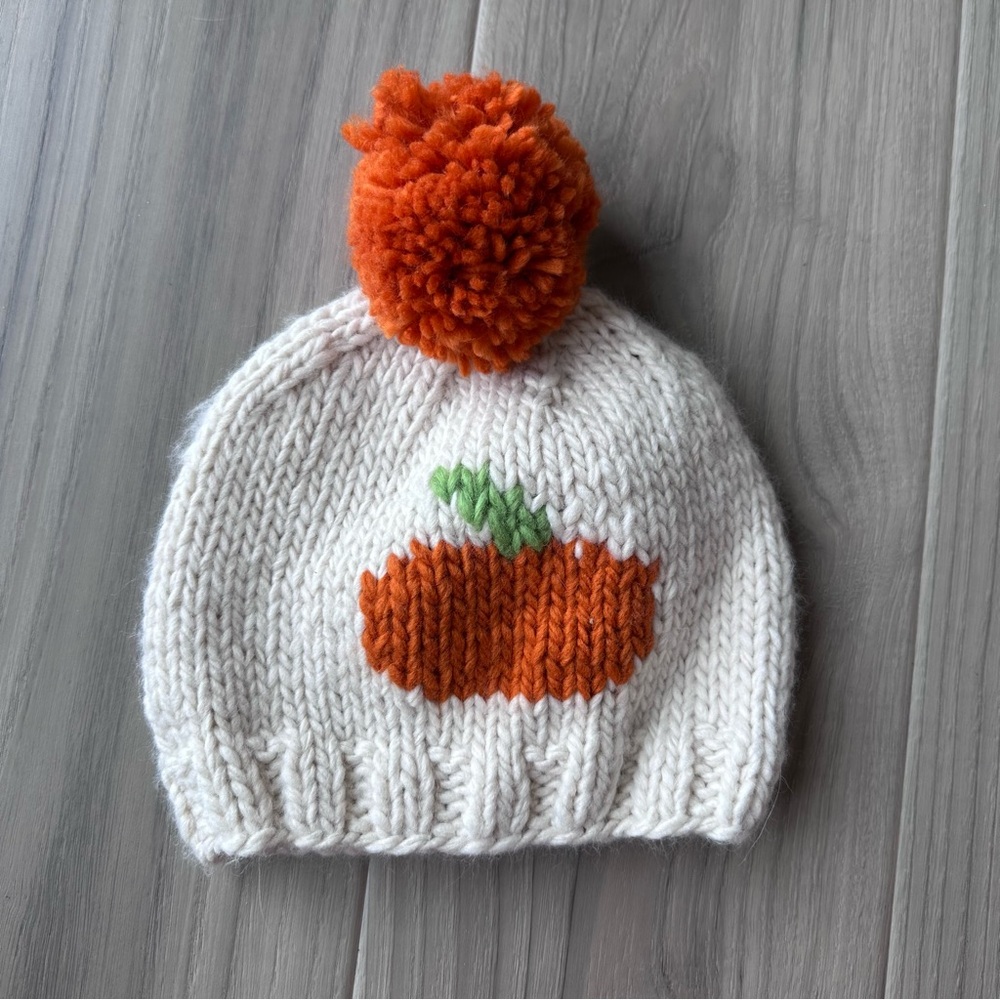 Huggalugs Pumpkin Knit Pom Hat